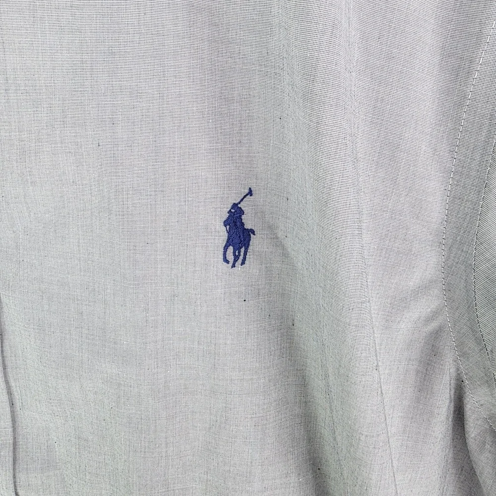Polo Ralph Lauren Men's Medium Gray W/Black Dots Custom-Fit Oxford‎ Shirt Read